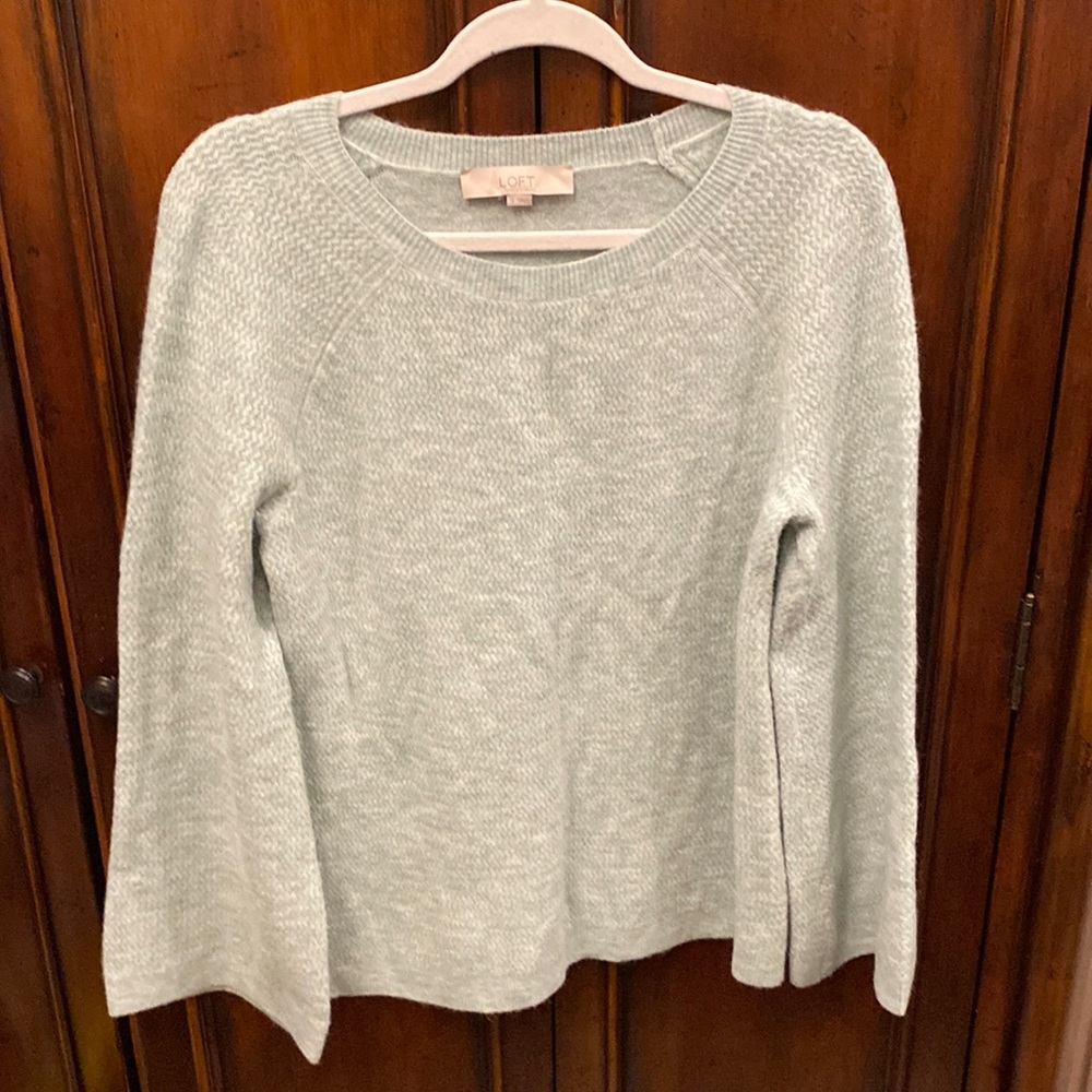 Loft heathered mint and gray textured sweater size small